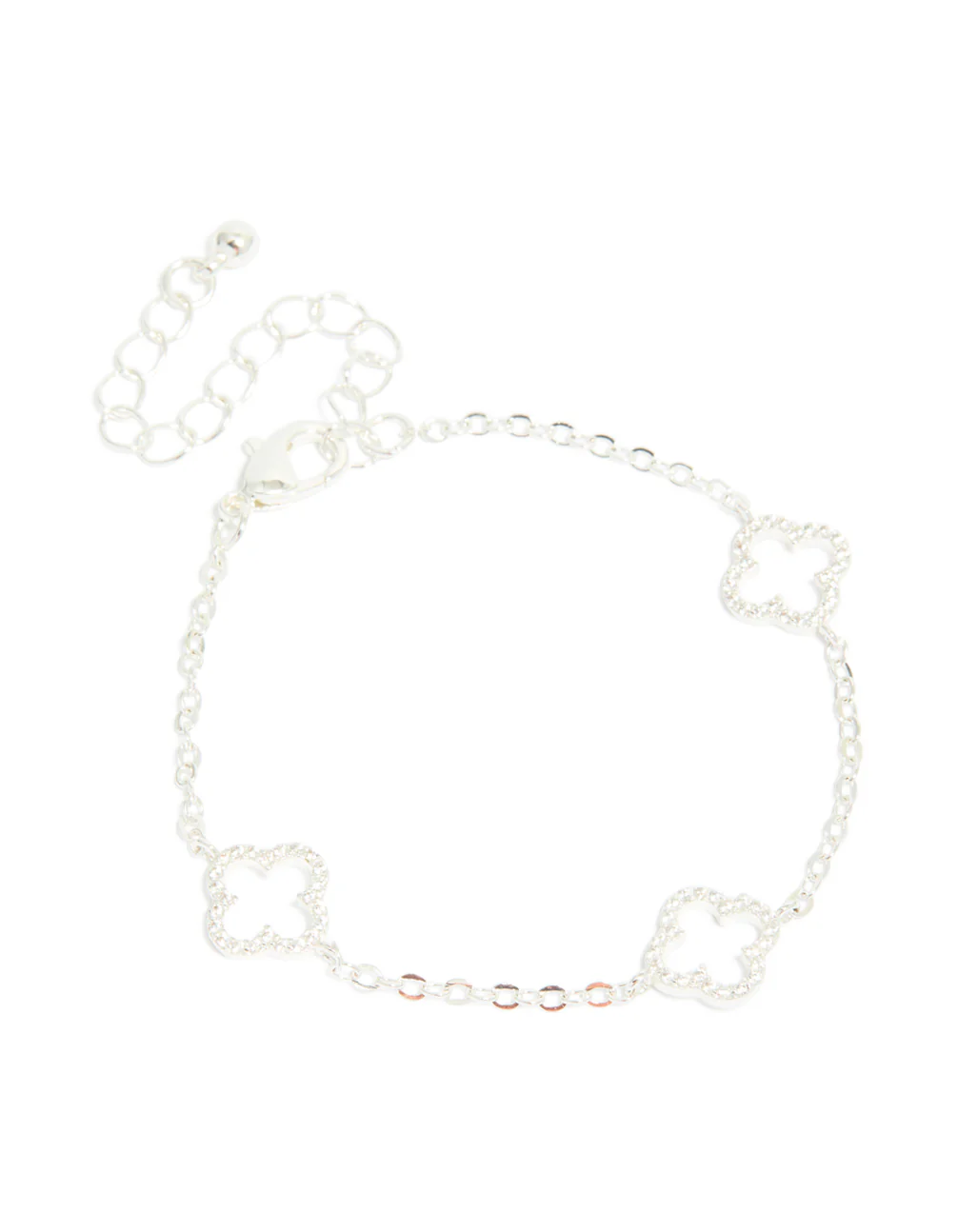 Silver Plated Cubic Zirconia Outline Flower Bracelet - Image 2