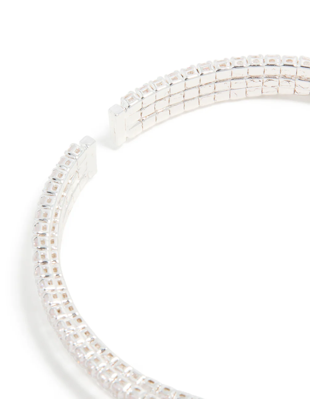 Silver Plated Cubic Zirconia Rectangle Layered Wrist Cuff - Image 5