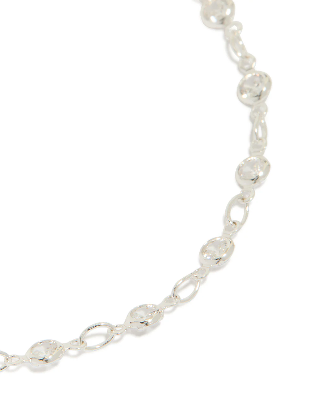 Silver Plated Cubic Zirconia Round Dainty Chain Bracelet - Image 4