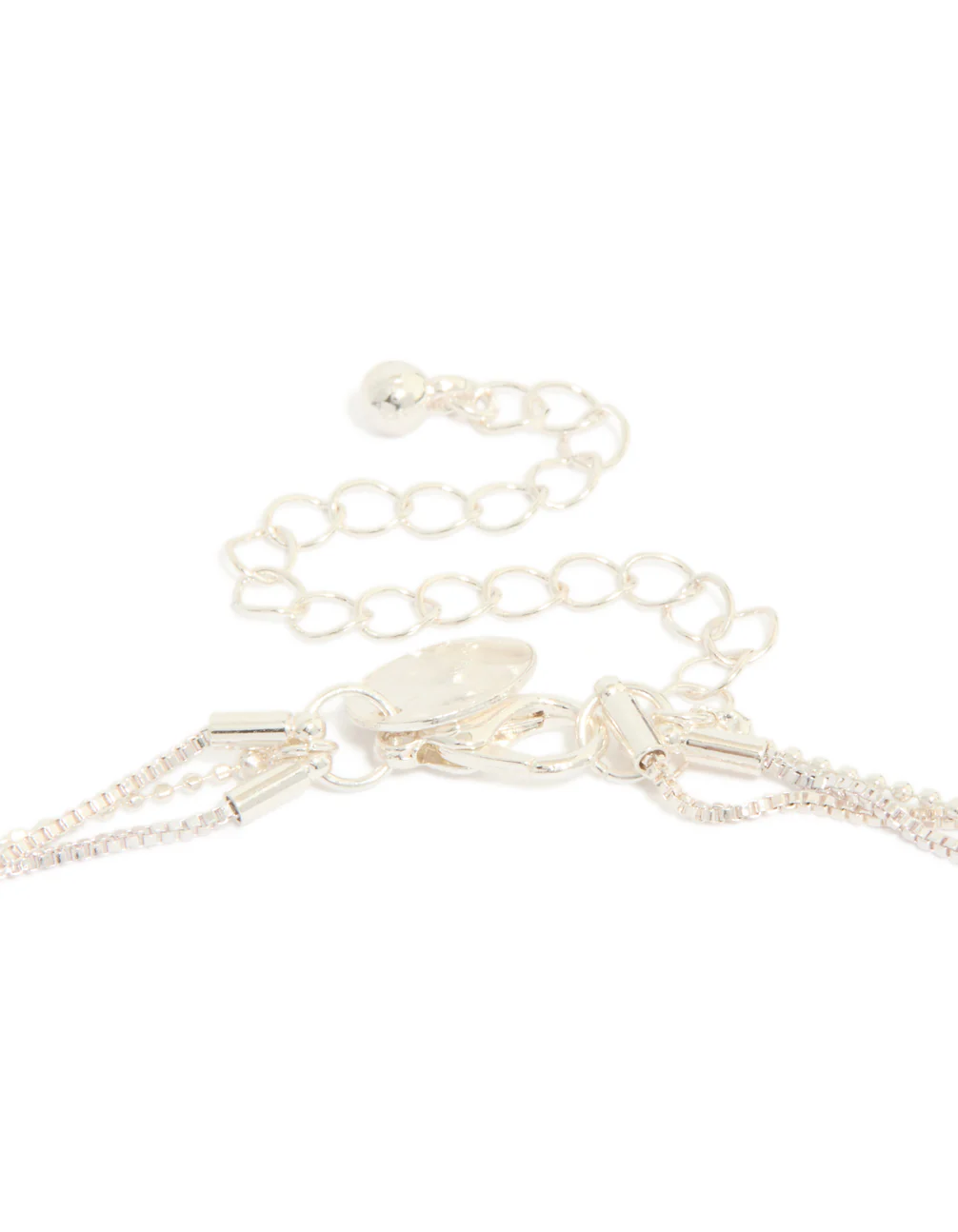 Silver Plated Cubic Zirconia Round Triple Layered Drop Necklace - Image 3