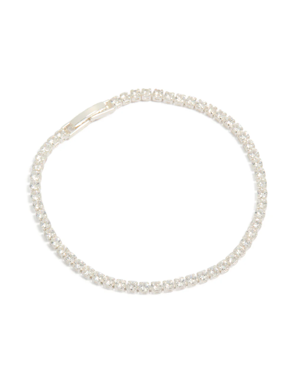 Silver Plated Cubic Zirconia Small Square Tennis Bracelet