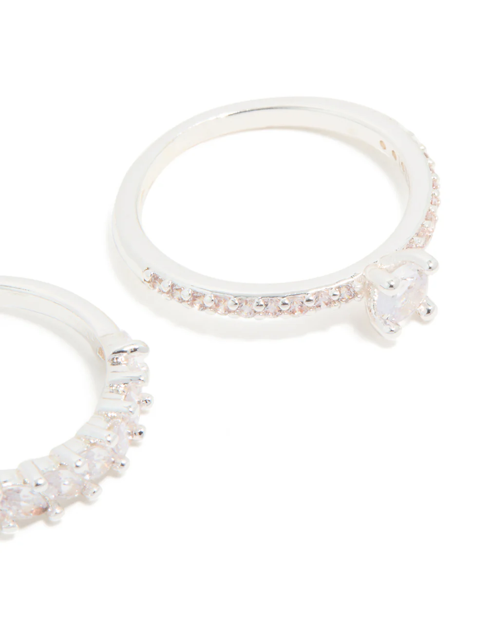 Silver Plated Cubic Zirconia Stacking Rings 2-Pack - Image 5