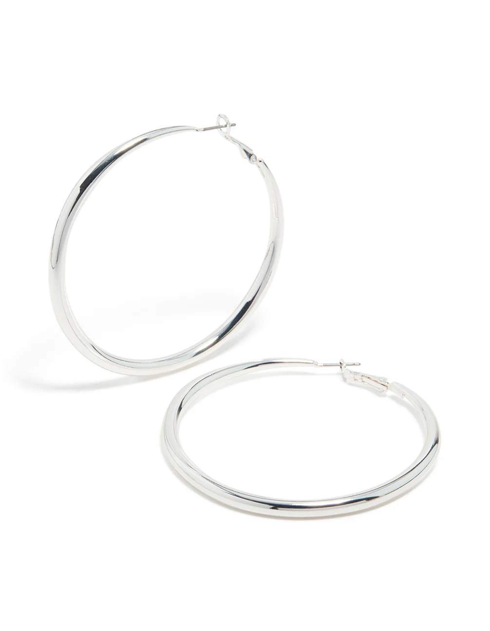 Silver Plated Dome Hoop Earrings - Image 2