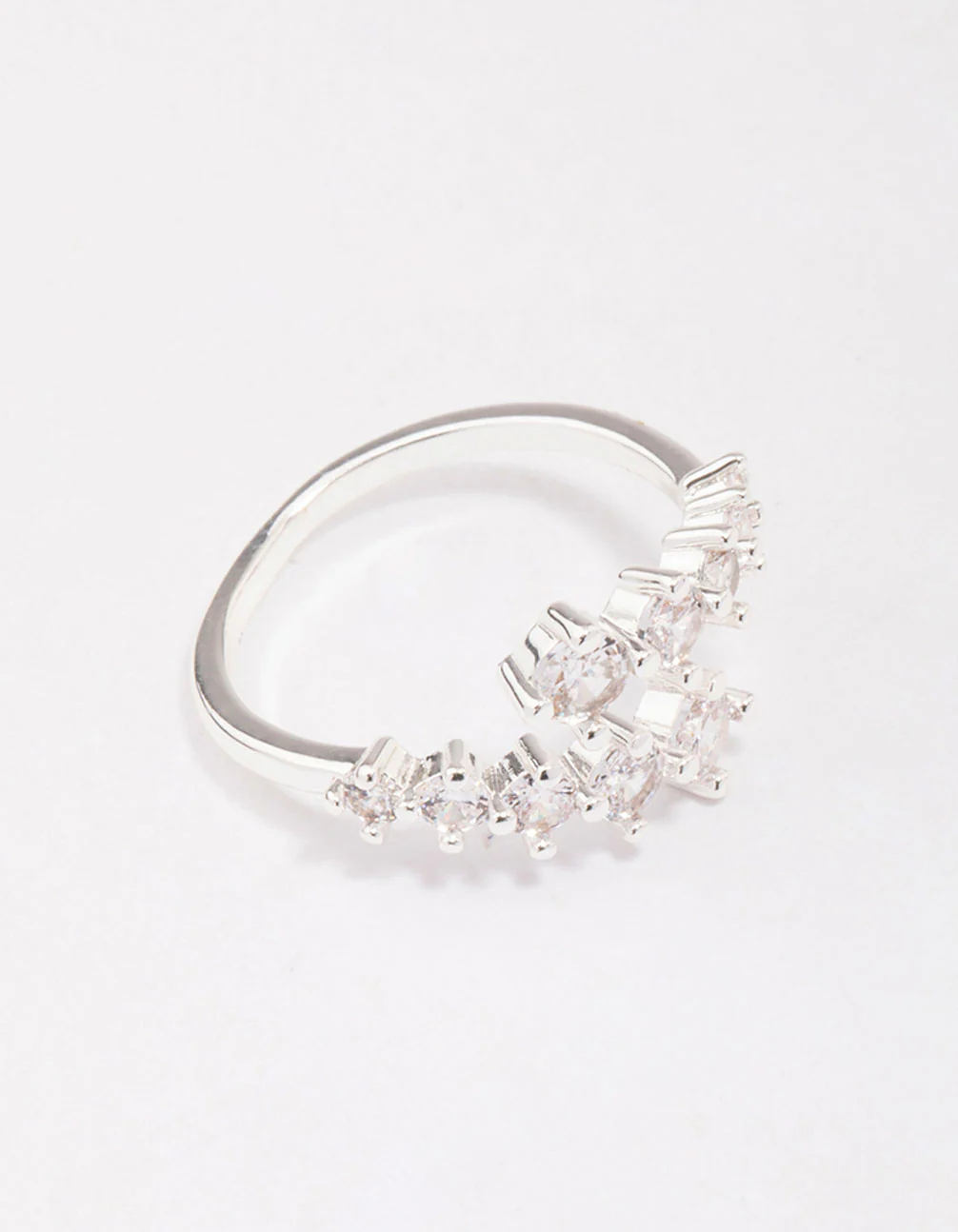 Silver Plated Graduating Cubic Zirconia Wrapped Ring