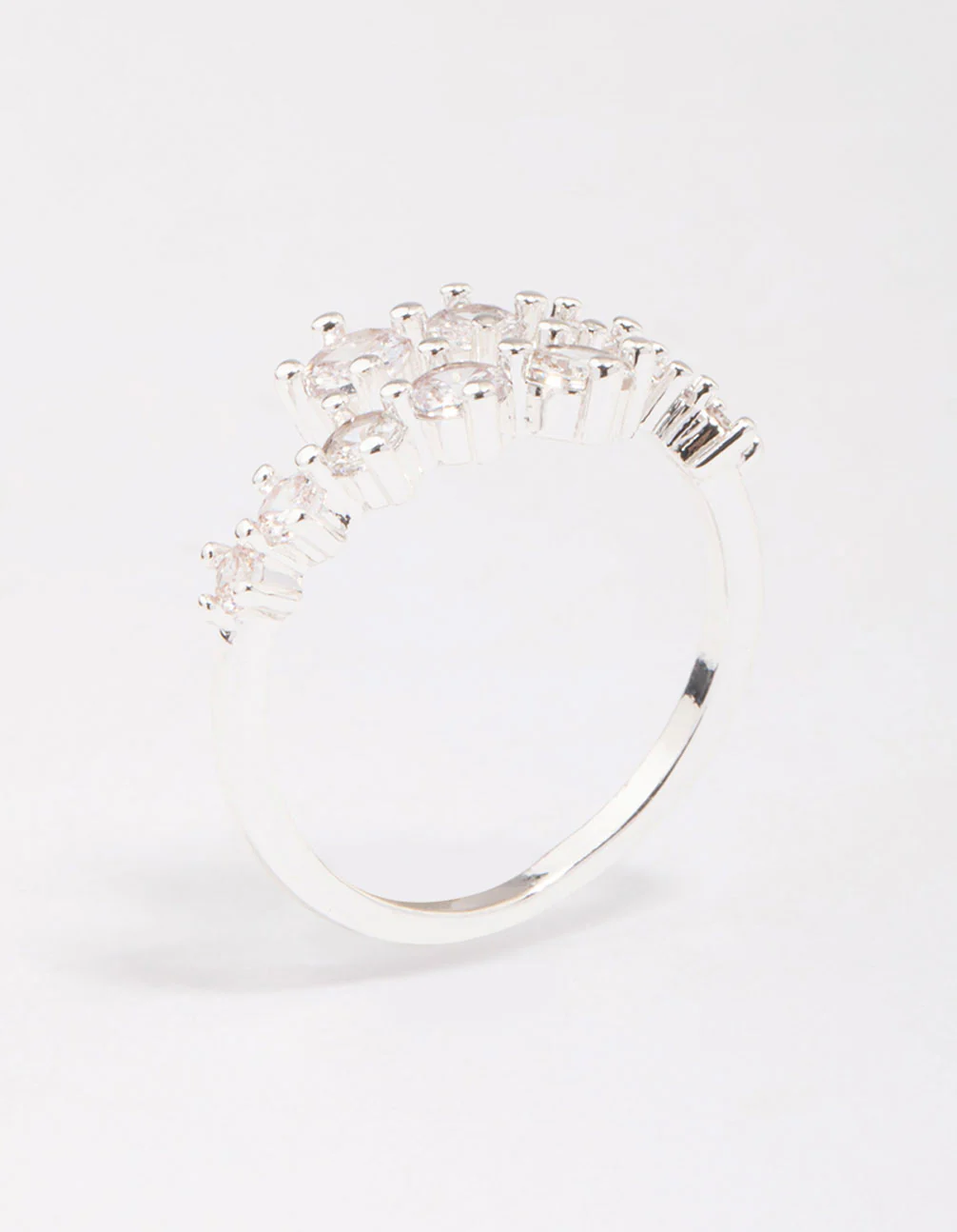 Silver Plated Graduating Cubic Zirconia Wrapped Ring - Image 2
