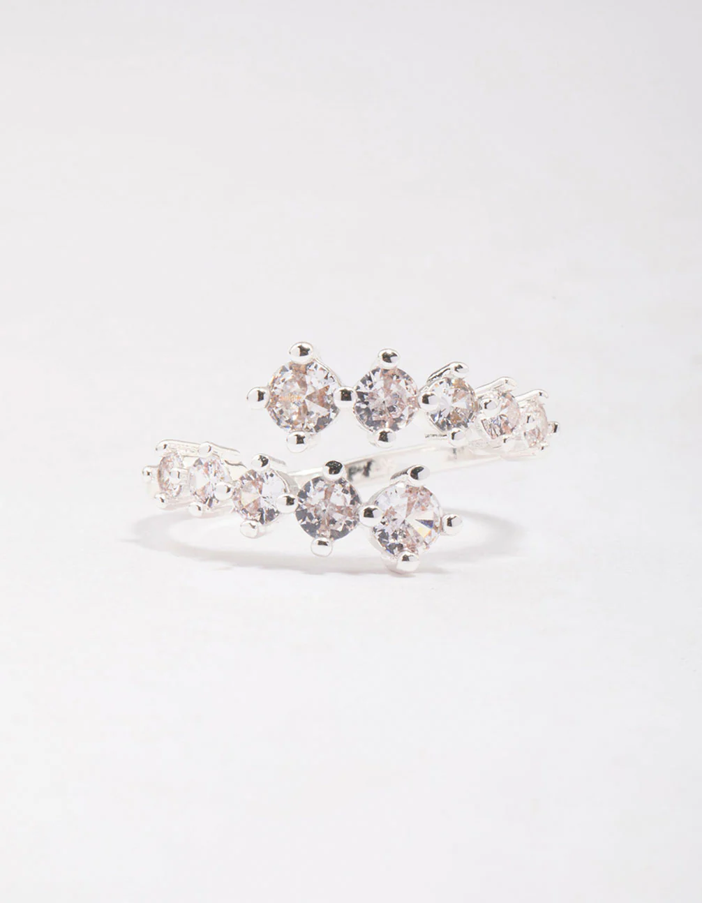 Silver Plated Graduating Cubic Zirconia Wrapped Ring - Image 3