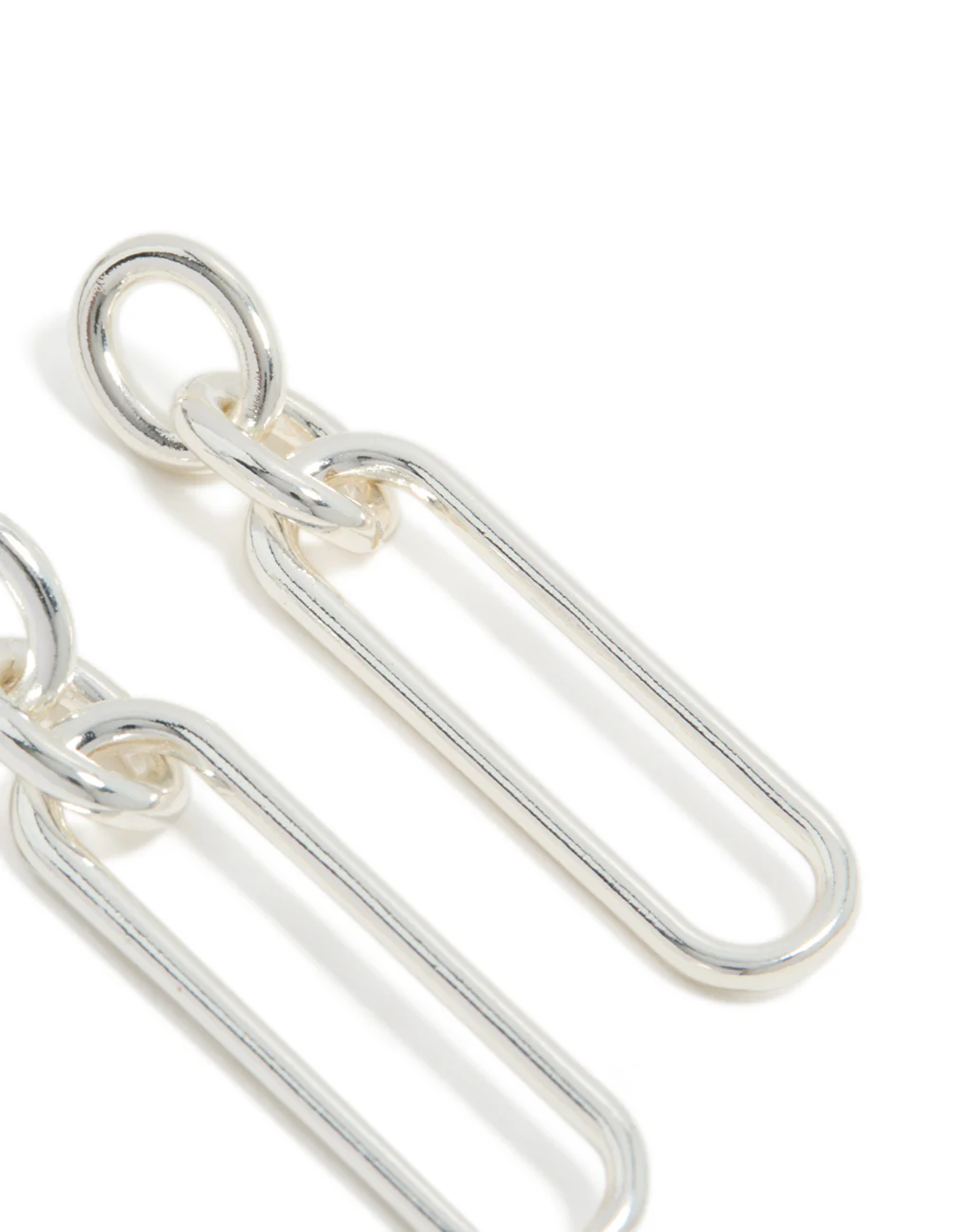 Silver Plated Large Oval Link Drop Earrings - Image 5