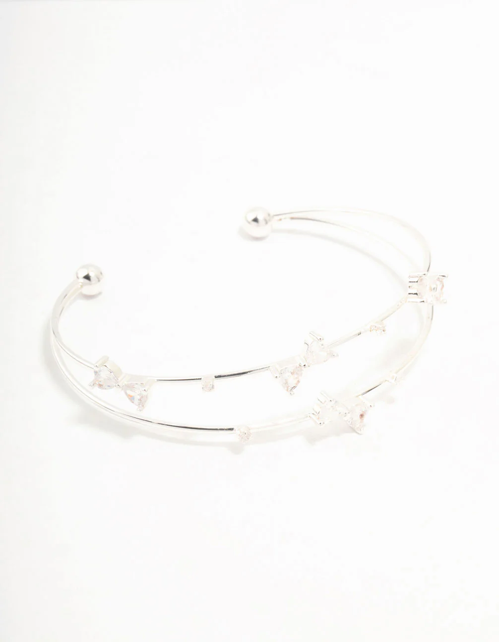 Silver Plated Mini Cubic Zirconia Bows Wrist Cuff