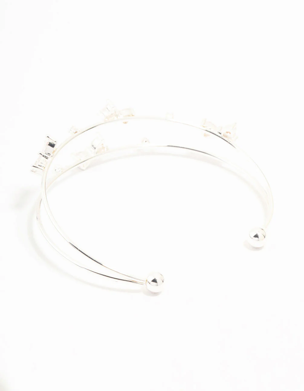 Silver Plated Mini Cubic Zirconia Bows Wrist Cuff - Image 3
