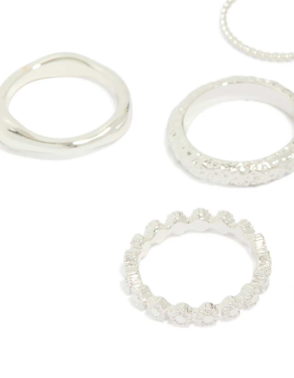 Silver Plated Molten Mixed Rings 5-Pack - Image 2