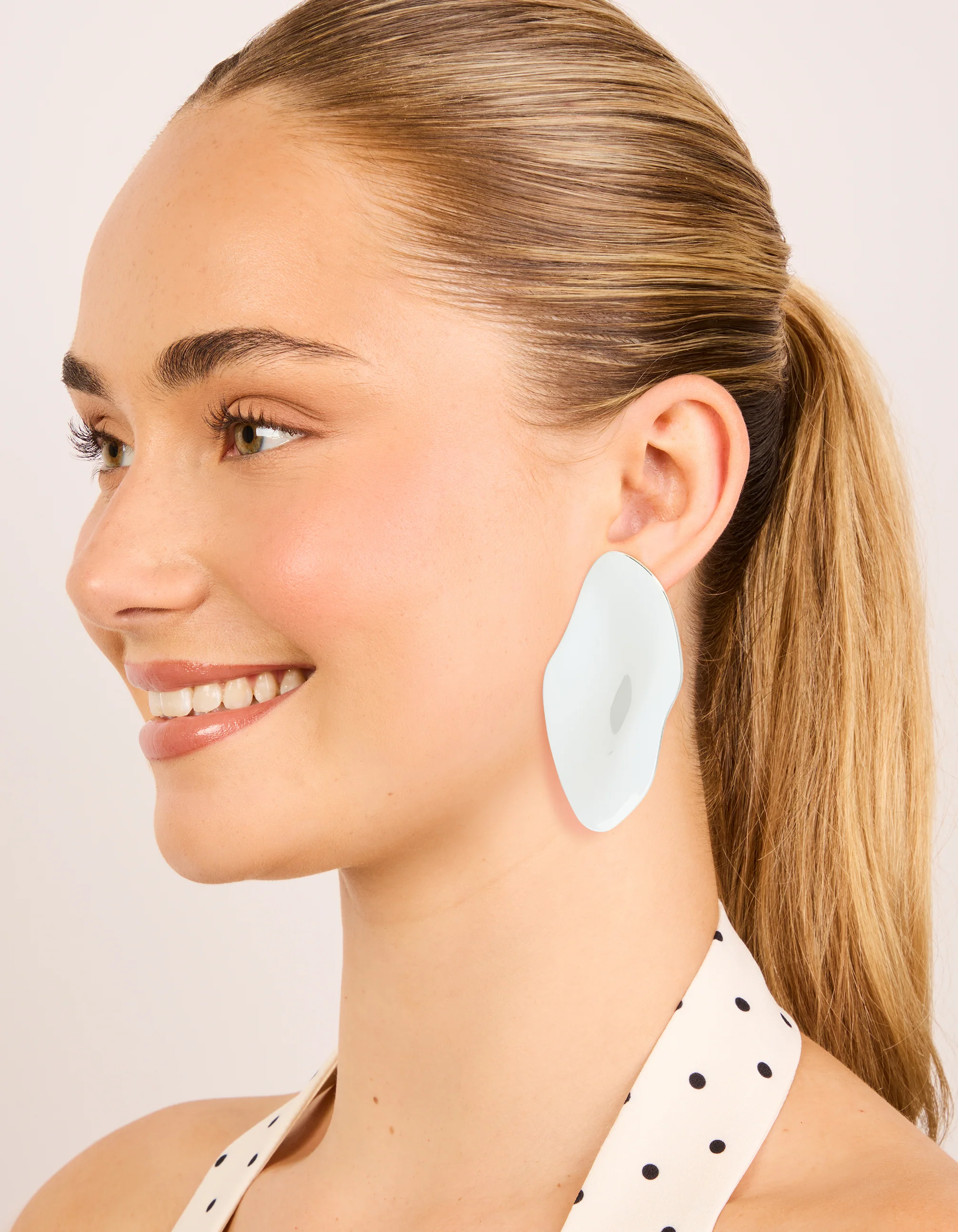 Silver Plated Organic Wrapped Large Oval Earrings - Image 3