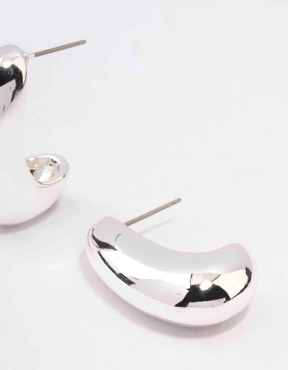Silver Plated Small Bold Wide Hoop Earrings - Image 3