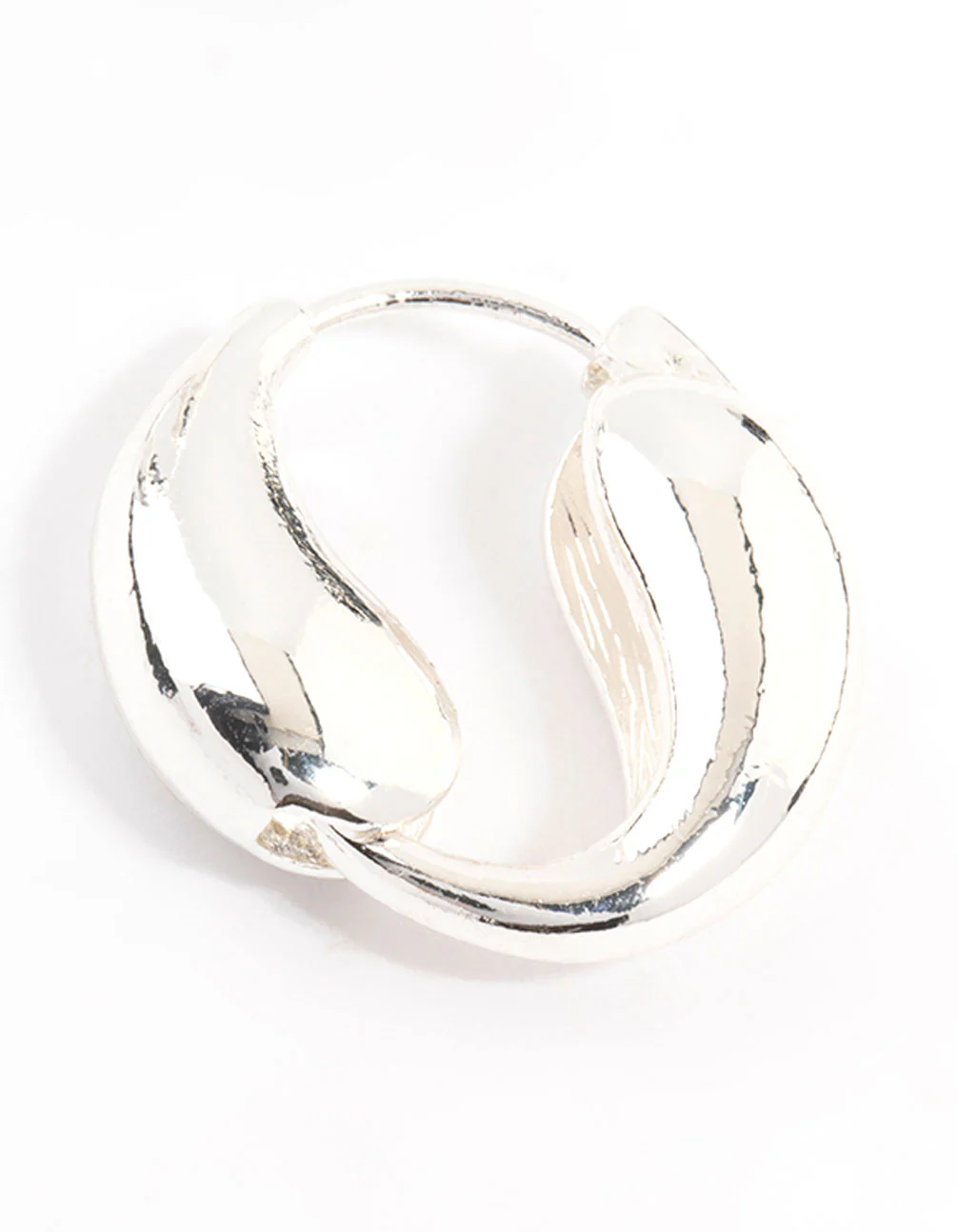 Silver Plated Teardrop Hoop Huggie Earrings - Image 3