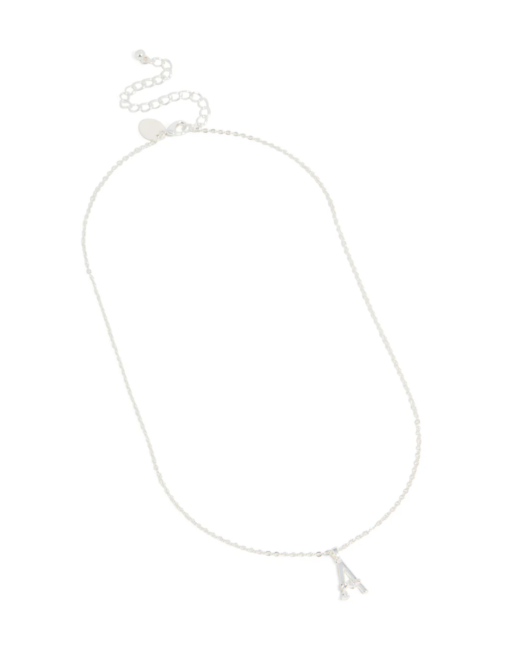 Silver Plated Thin Cubic Zirconia Letter A Necklace - Image 4