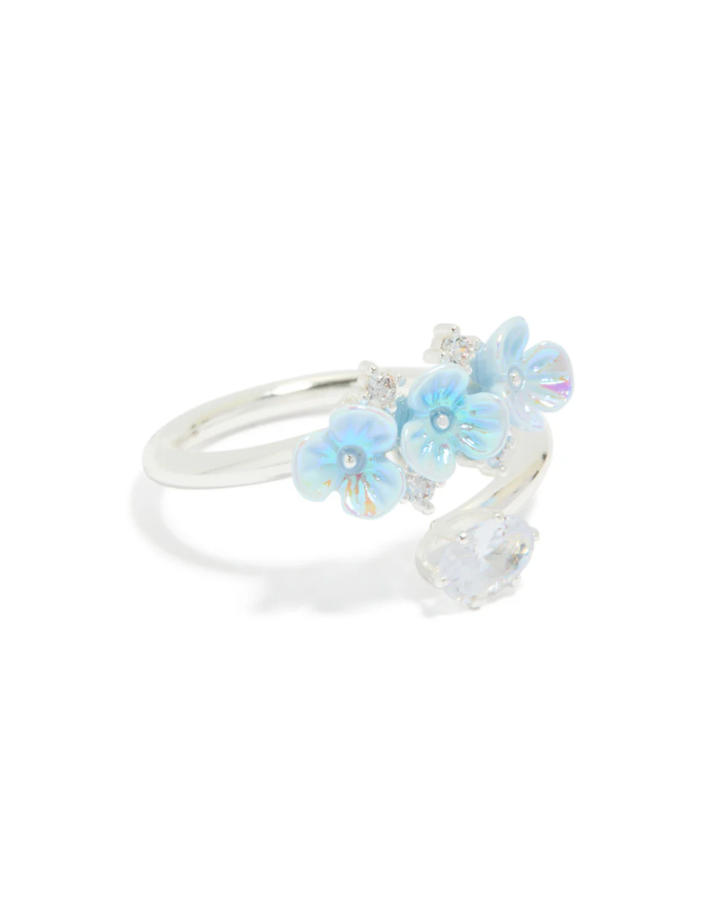 Silver Plated Triple Flower Wrap Ring - Image 2