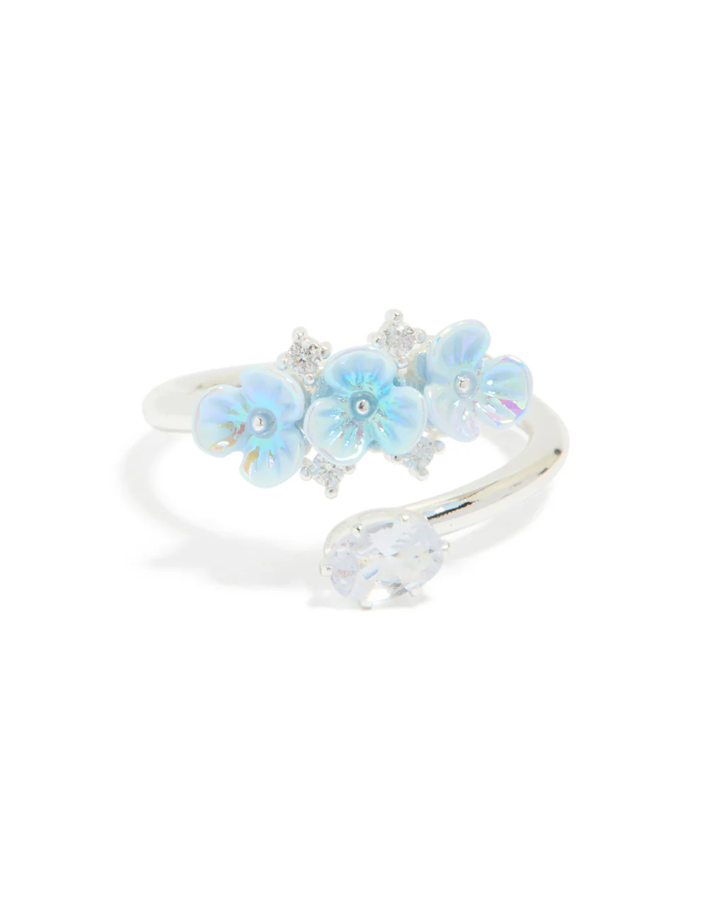 Silver Plated Triple Flower Wrap Ring - Image 5