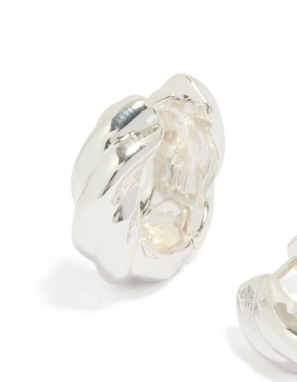 Silver Plated Twisted Hoop Earrings - Image 2