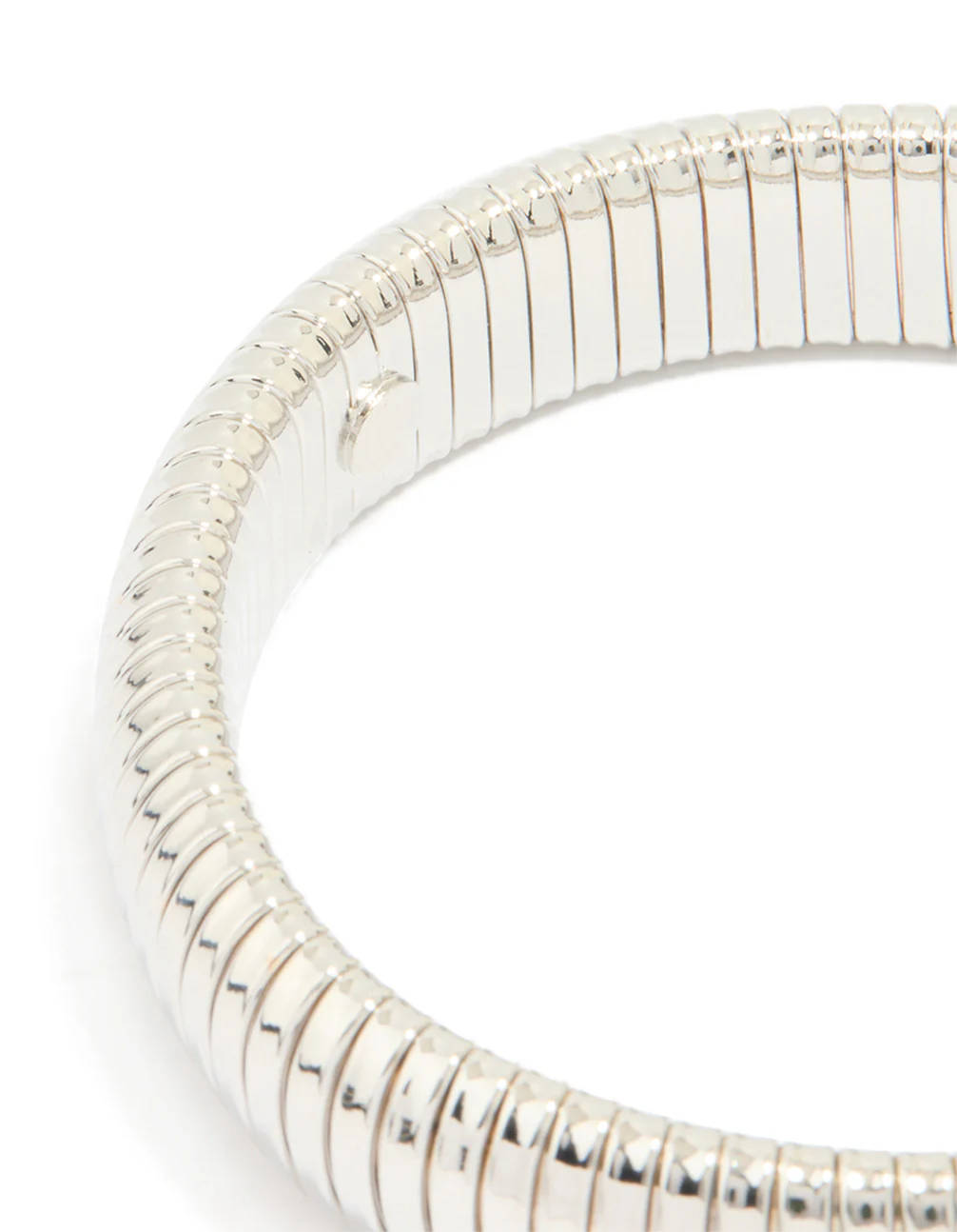 Silver Ribbed Tube Stretch Bracelet - Image 3
