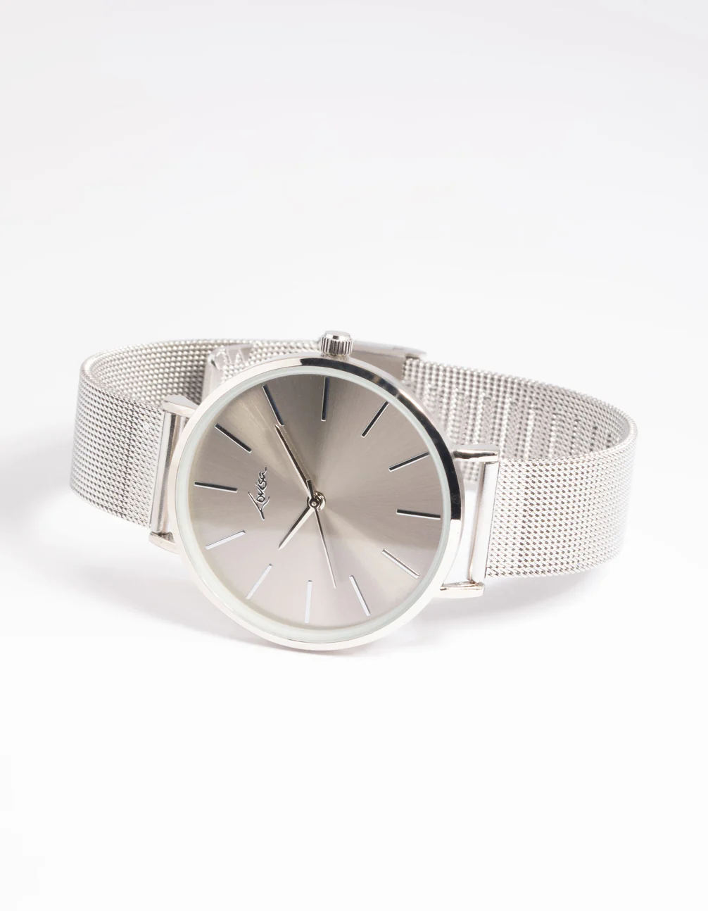 Silver Simple Mesh Strap Watch - Image 2