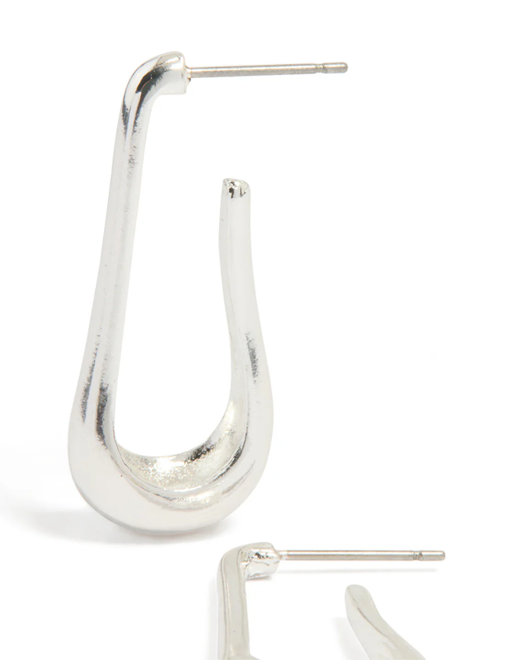 Silver Skinny Wavy Hoop Earrings - Image 2