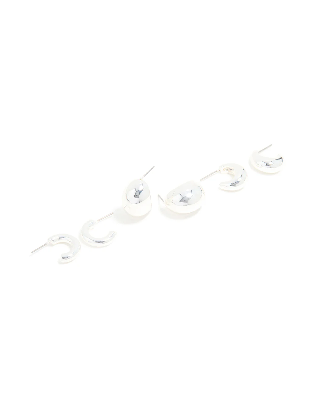Silver Small Smooth Hoop Earrings 3-Pack