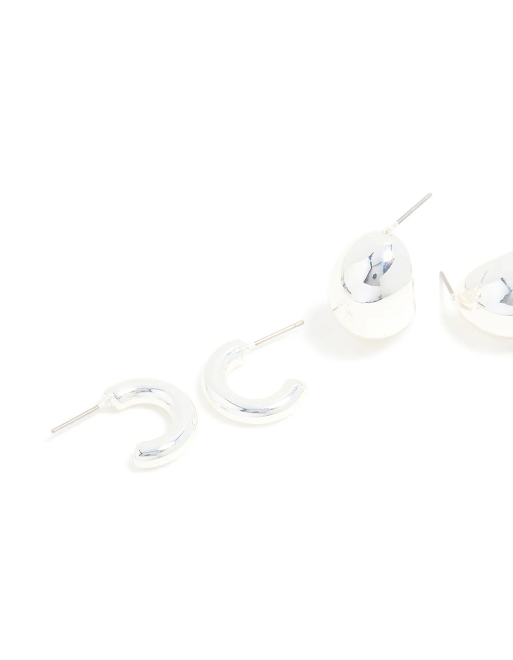 Silver Small Smooth Hoop Earrings 3-Pack - Image 4
