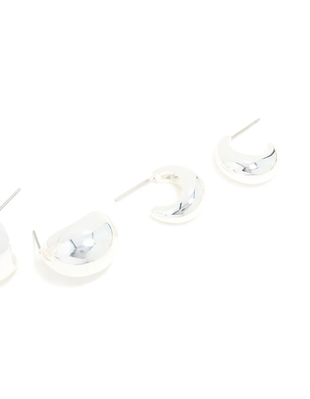 Silver Small Smooth Hoop Earrings 3-Pack - Image 5