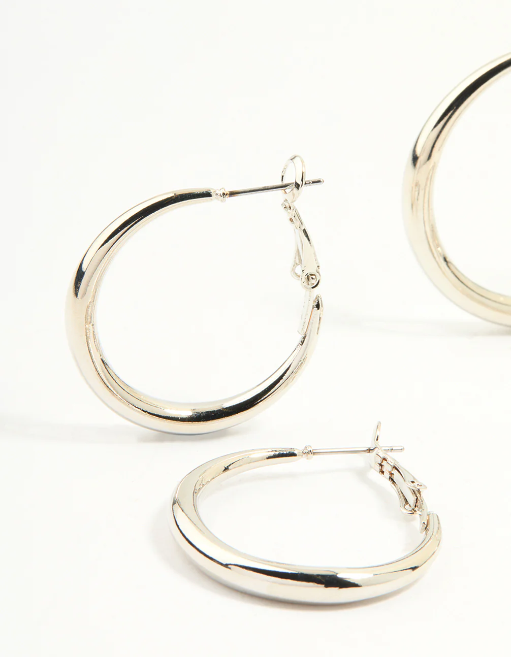 Silver Smooth Hoop Earrings 3-Pack - Image 2