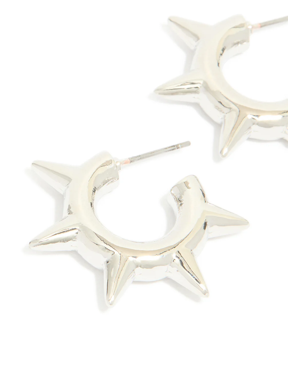 Silver Spike Hoop Earrings - Image 4