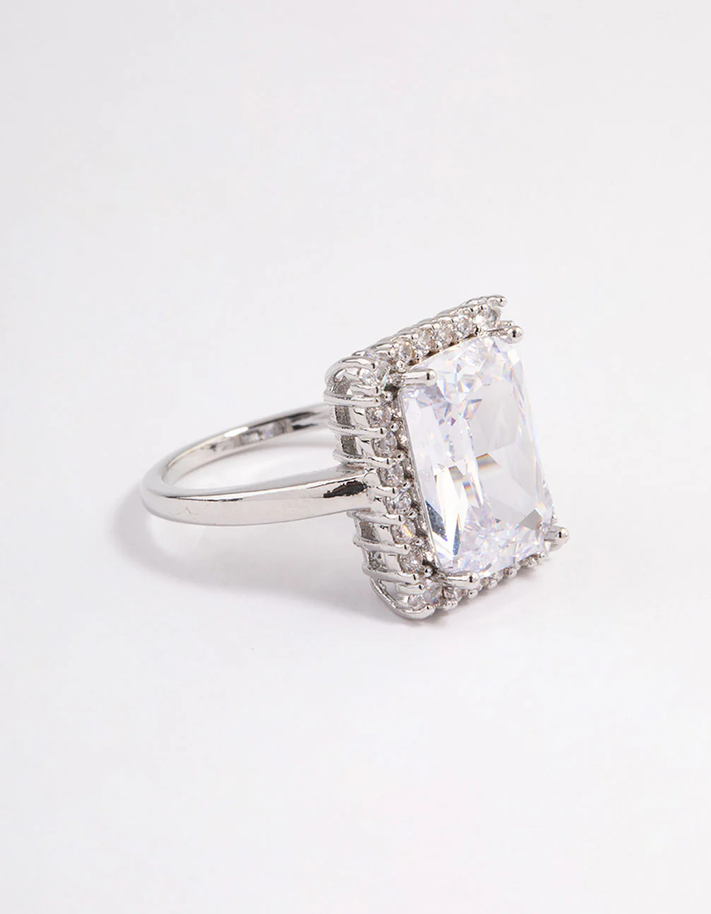 Silver Squared Halo Ring