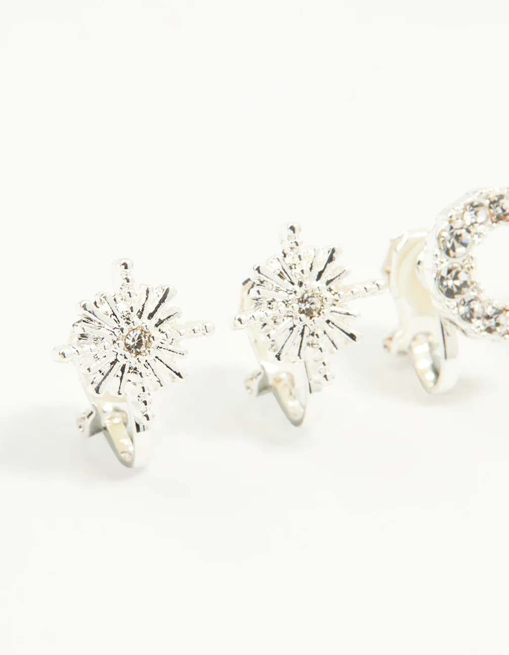 Silver Star & Moon Clip-On Earrings 4-Pack - Image 2