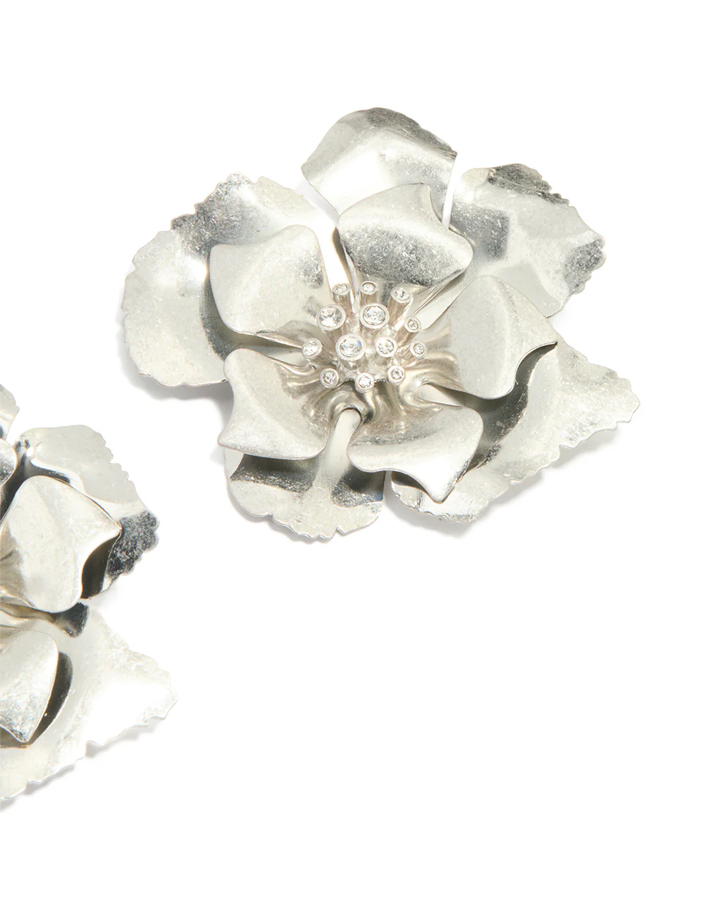 Silver Statement Flower Earrings - Image 3