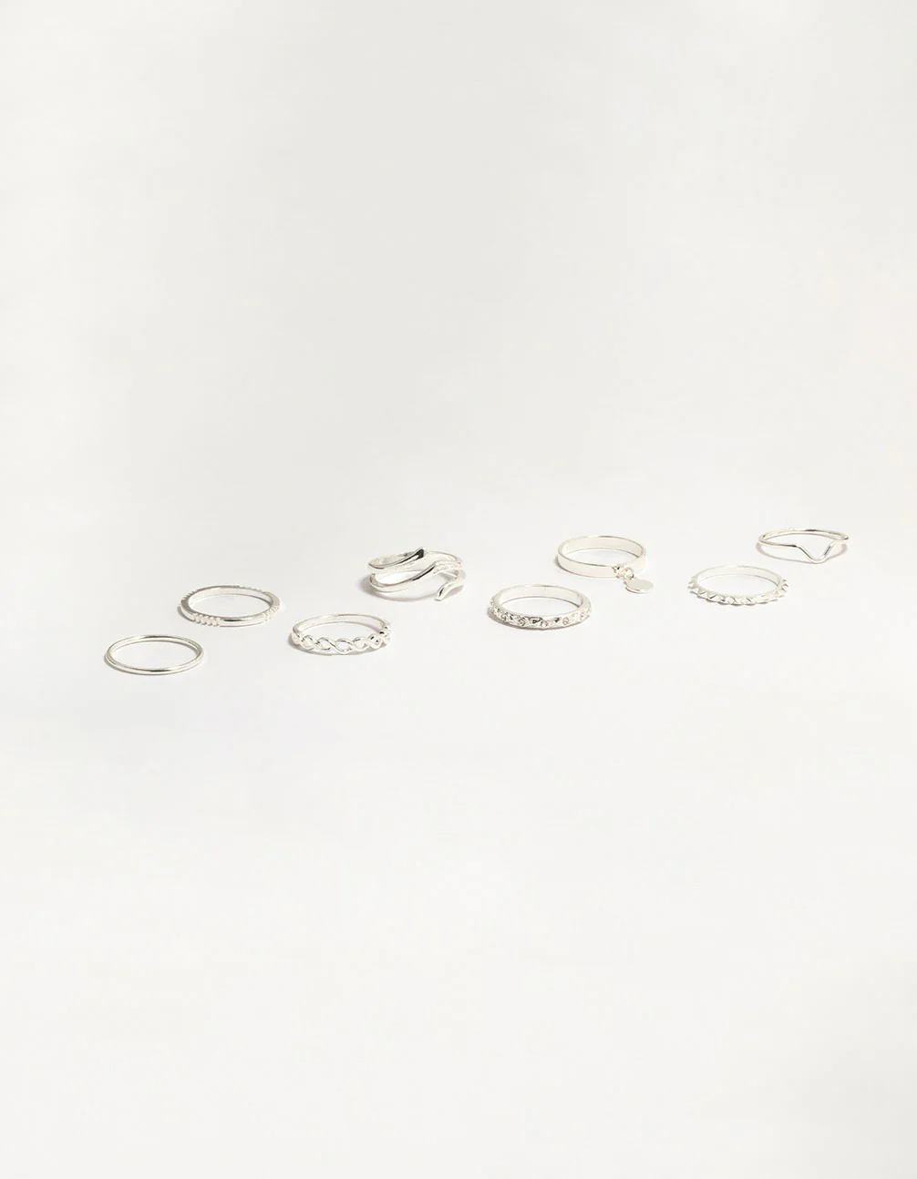 Silver Swirl Mixed Stacking Rings