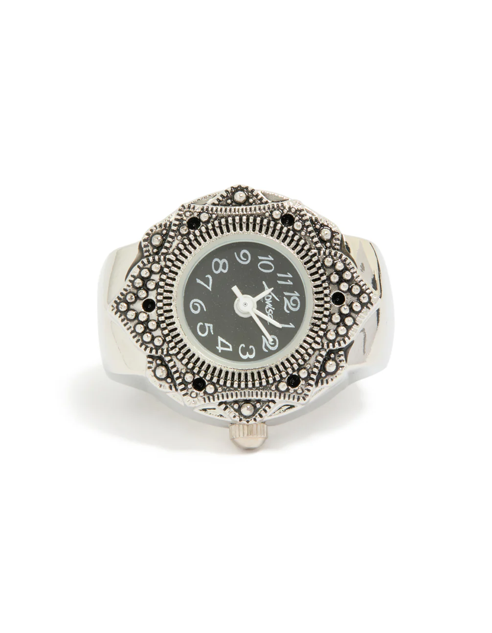 Silver Textured Black Watch Ring - Image 5