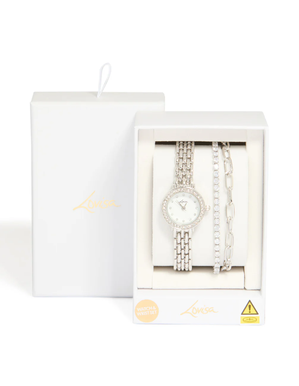Silver Watch & Diamante Chain Bracelets Set - Image 5
