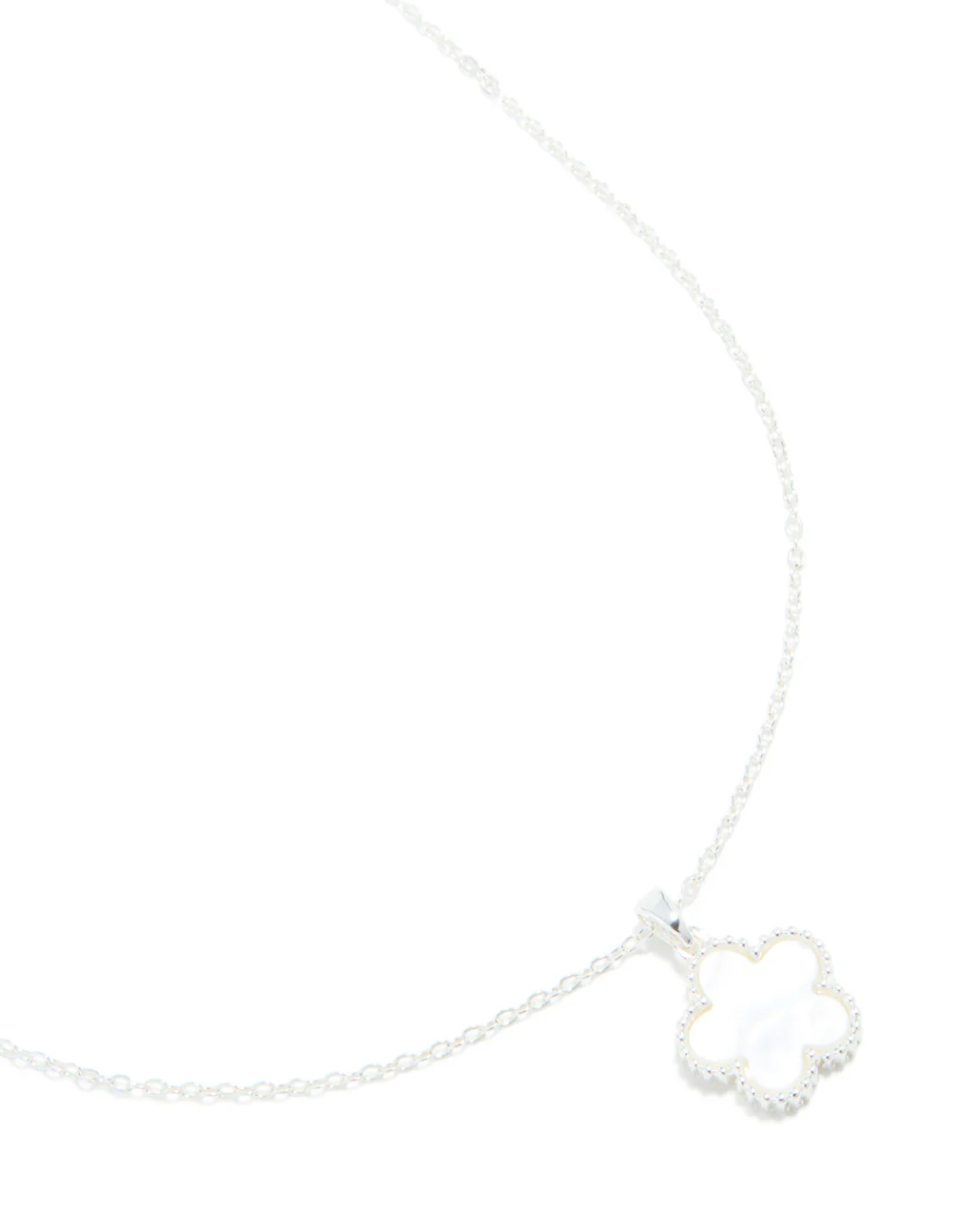 Silver White Flower Pendant Necklace