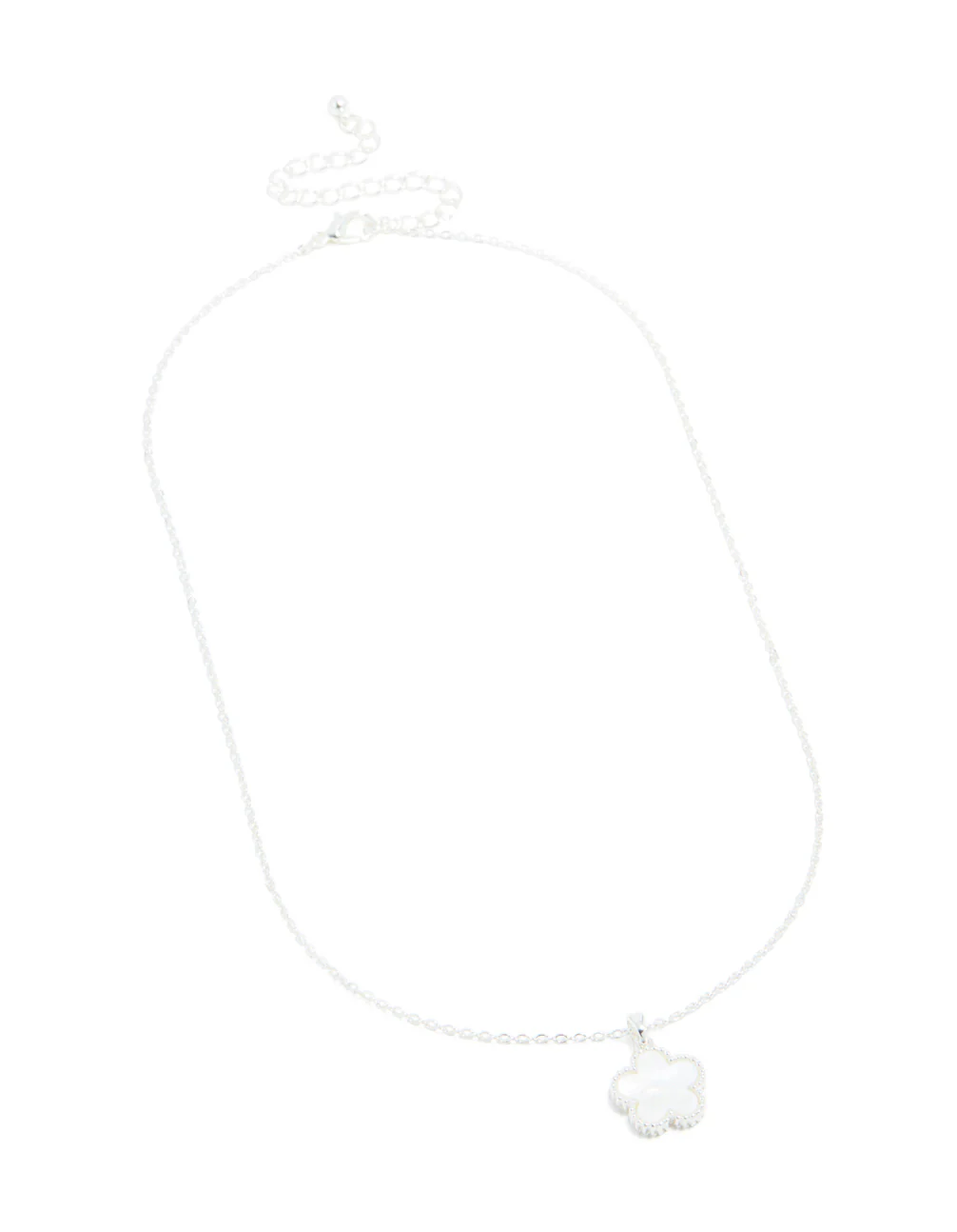 Silver White Flower Pendant Necklace - Image 2