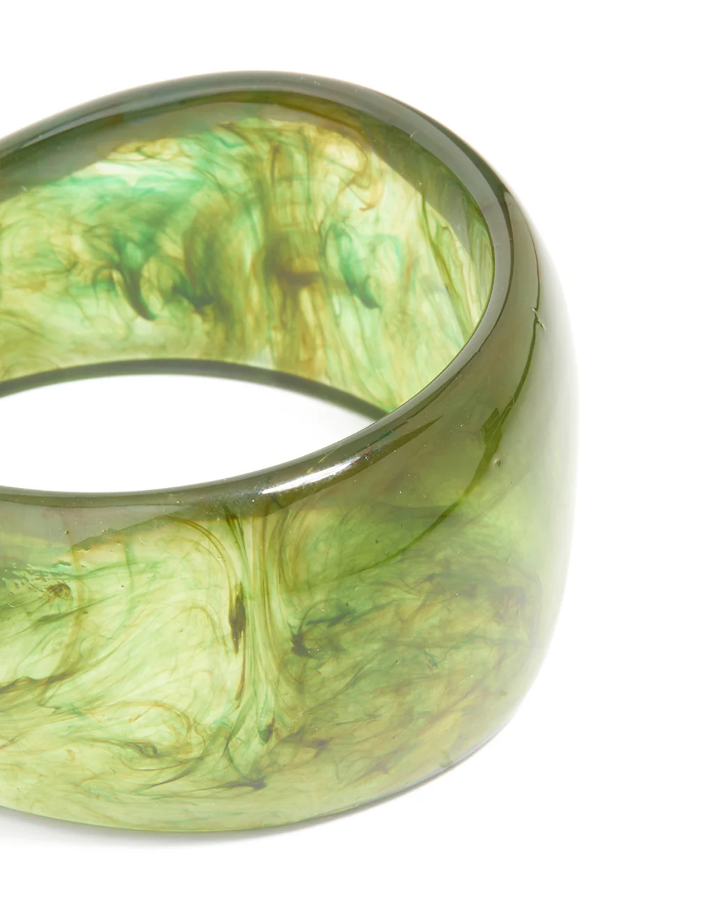Smoky Green Acrylic Wavy Bangle - Image 2