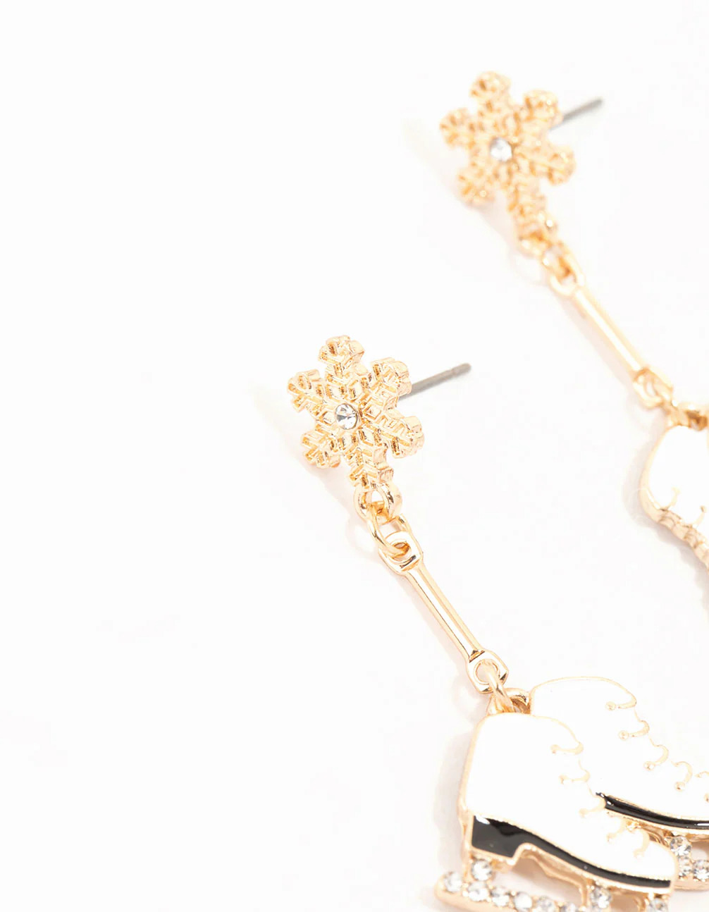 Snowflakes & Ice Skates Diamante Drop Earrings - Image 2