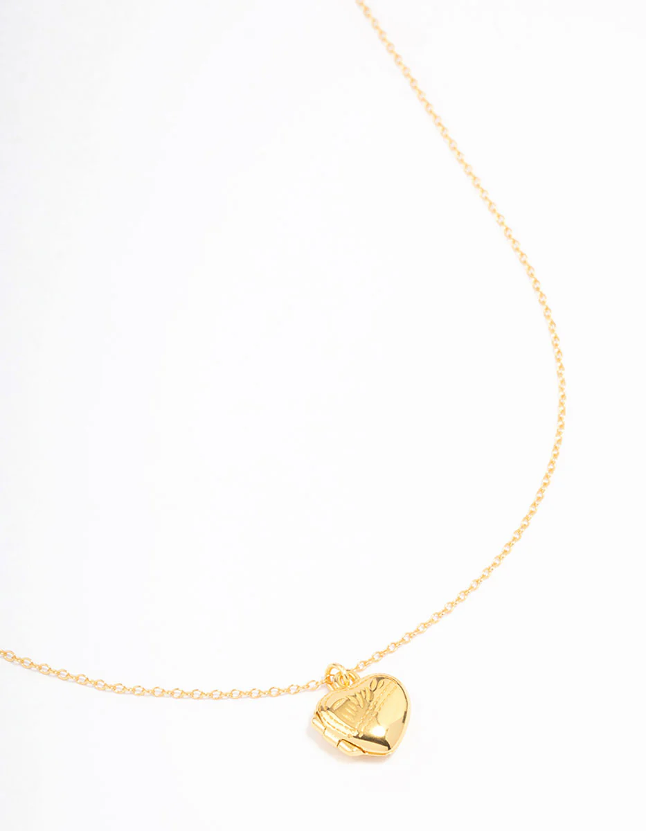 Gold Plated Sterling Silver Heart Locket Pendant Necklace