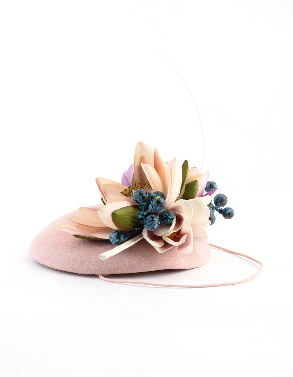 Blush Fabric Pillbox With Floral & Quill Detail - Image 2