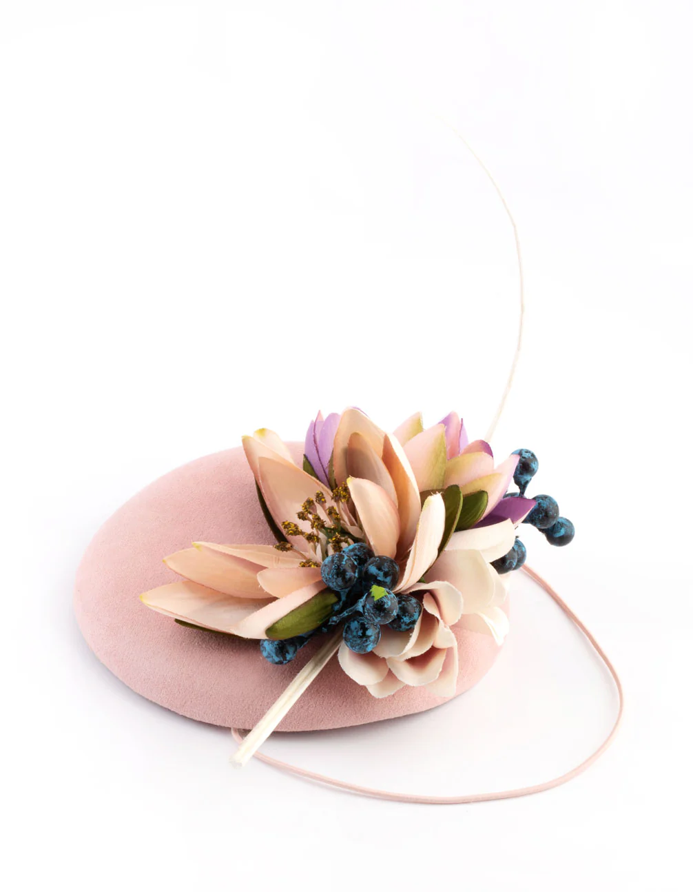 Blush Fabric Pillbox With Floral & Quill Detail - Image 4