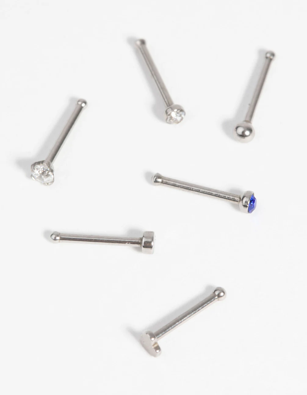 Surgical Steel Heart Nose Stud with Diamante 6-Pack
