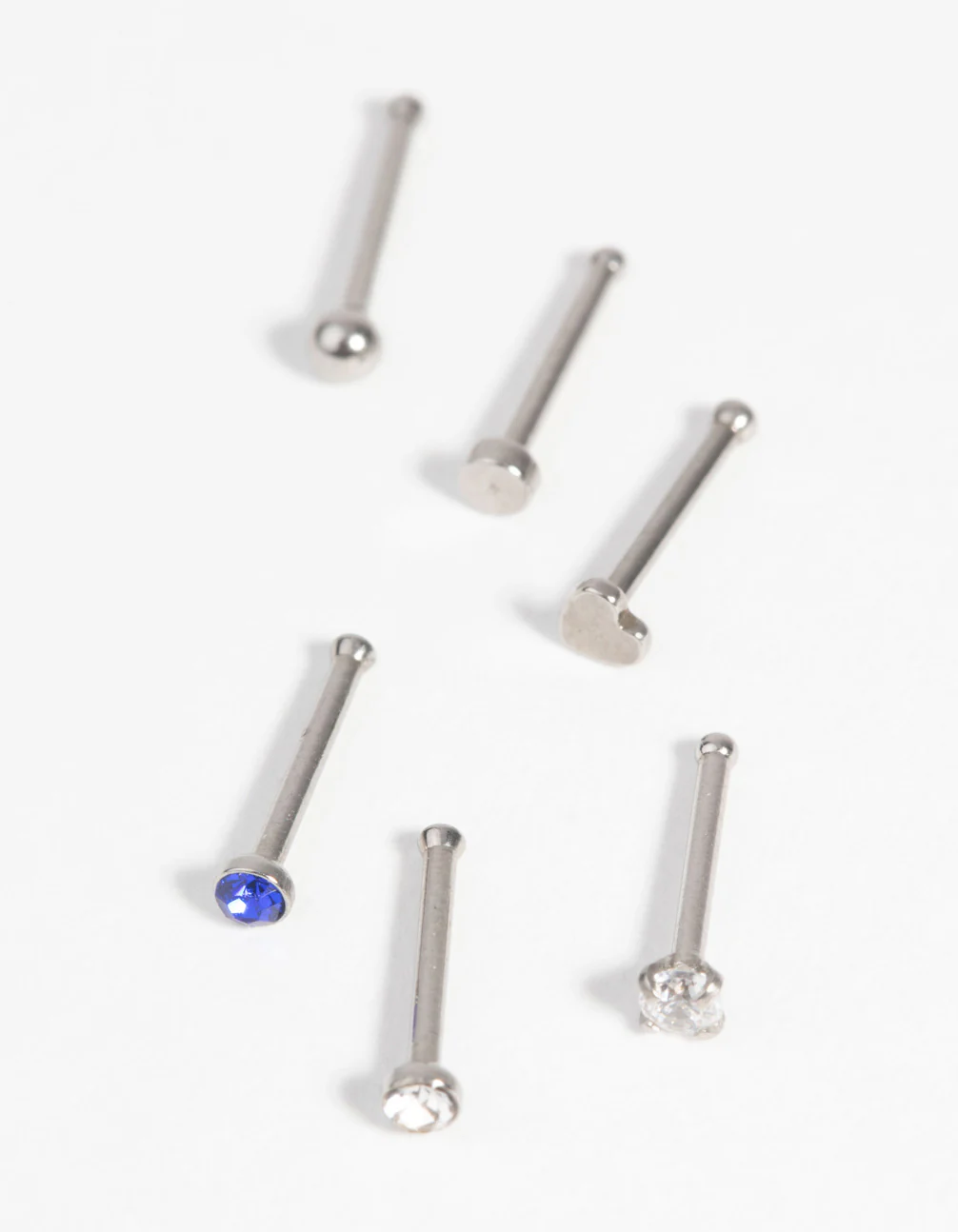 Surgical Steel Heart Nose Stud with Diamante 6-Pack - Image 2