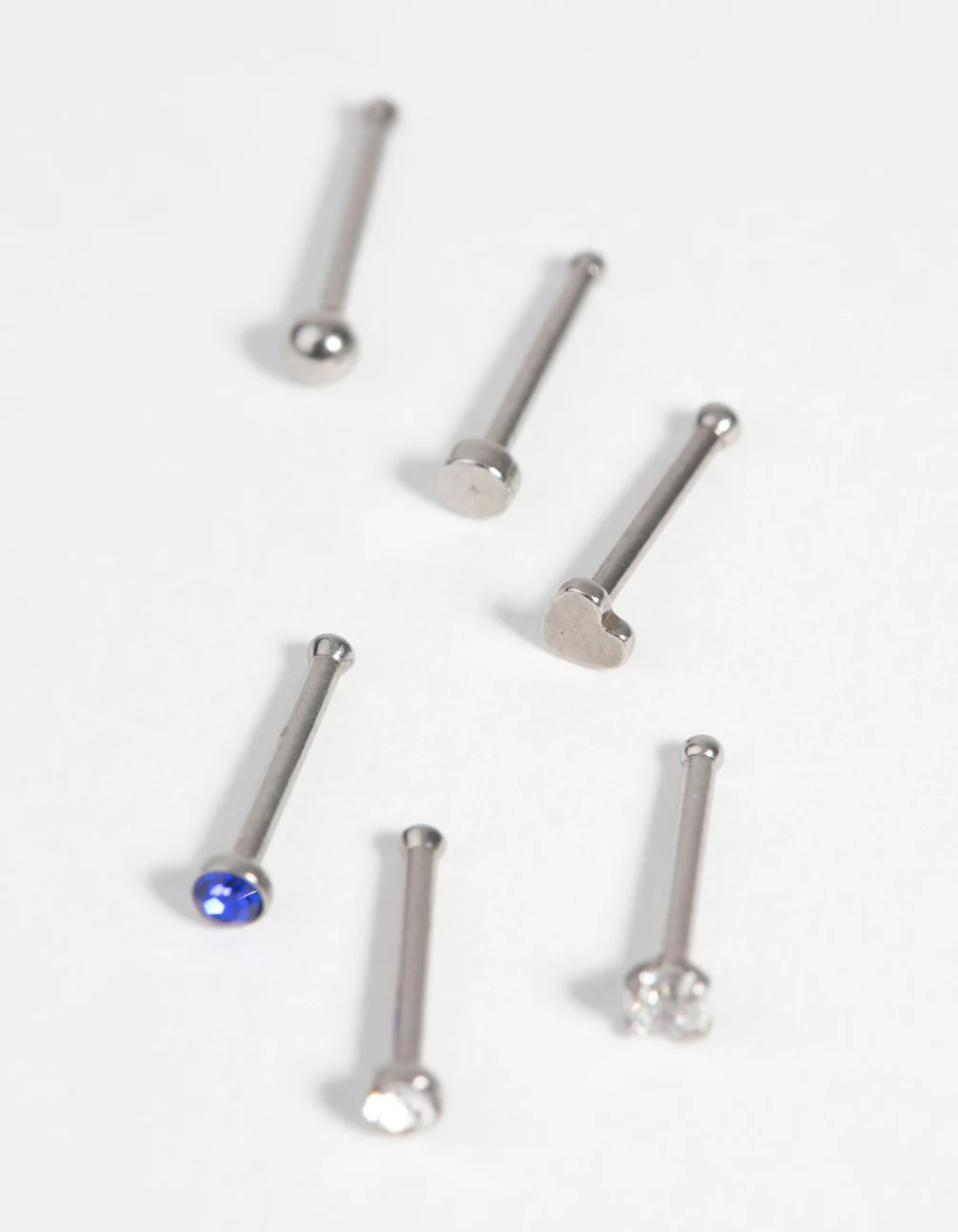 Surgical Steel Heart Nose Stud with Diamante 6-Pack - Image 3