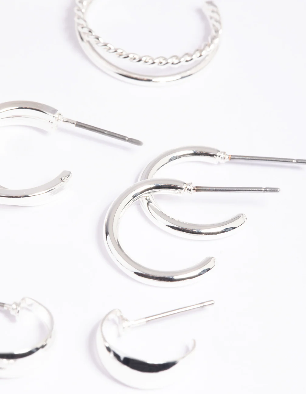 Silver Simple Hoop Earring 8-Pack - Image 2