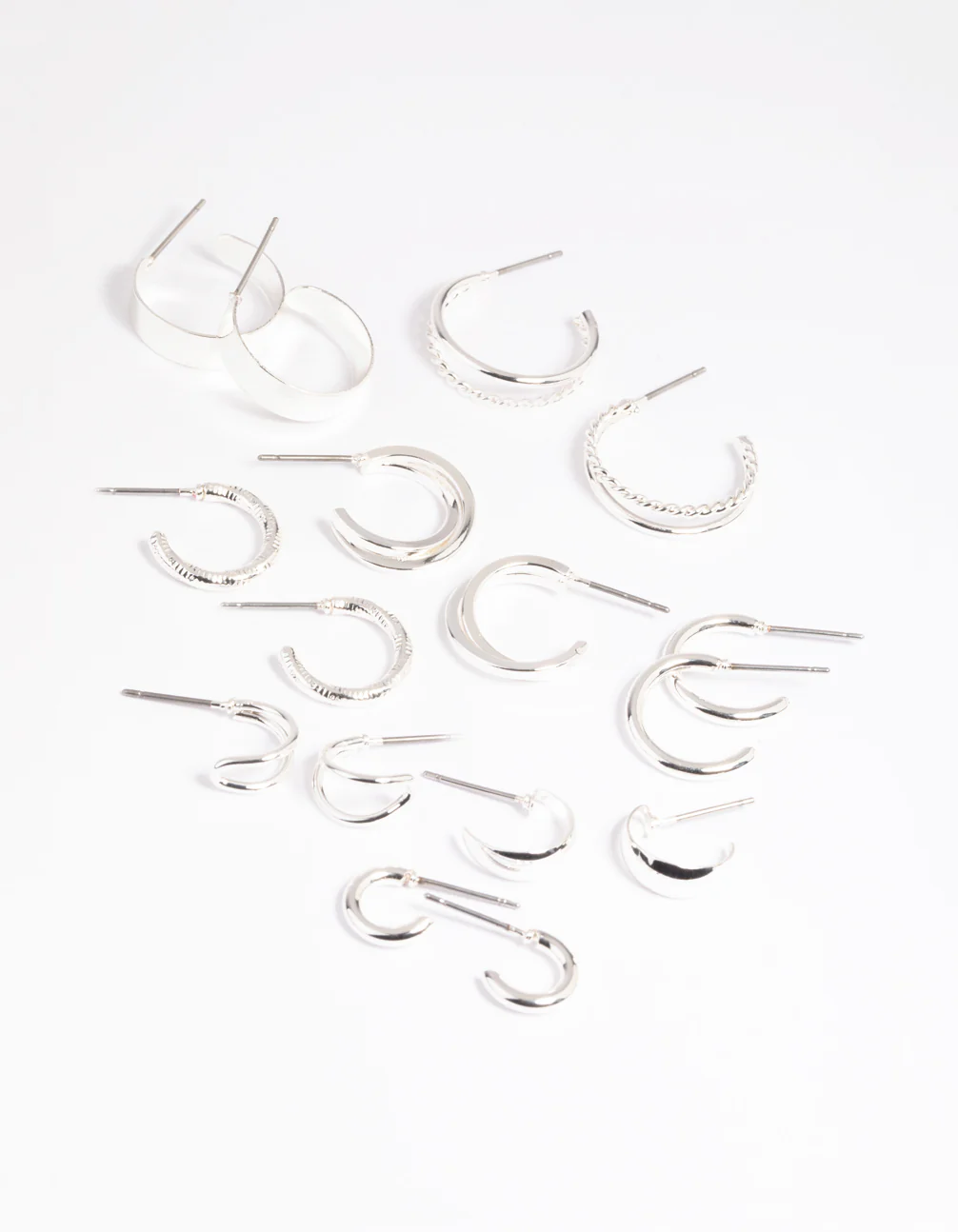 Silver Simple Hoop Earring 8-Pack - Image 3