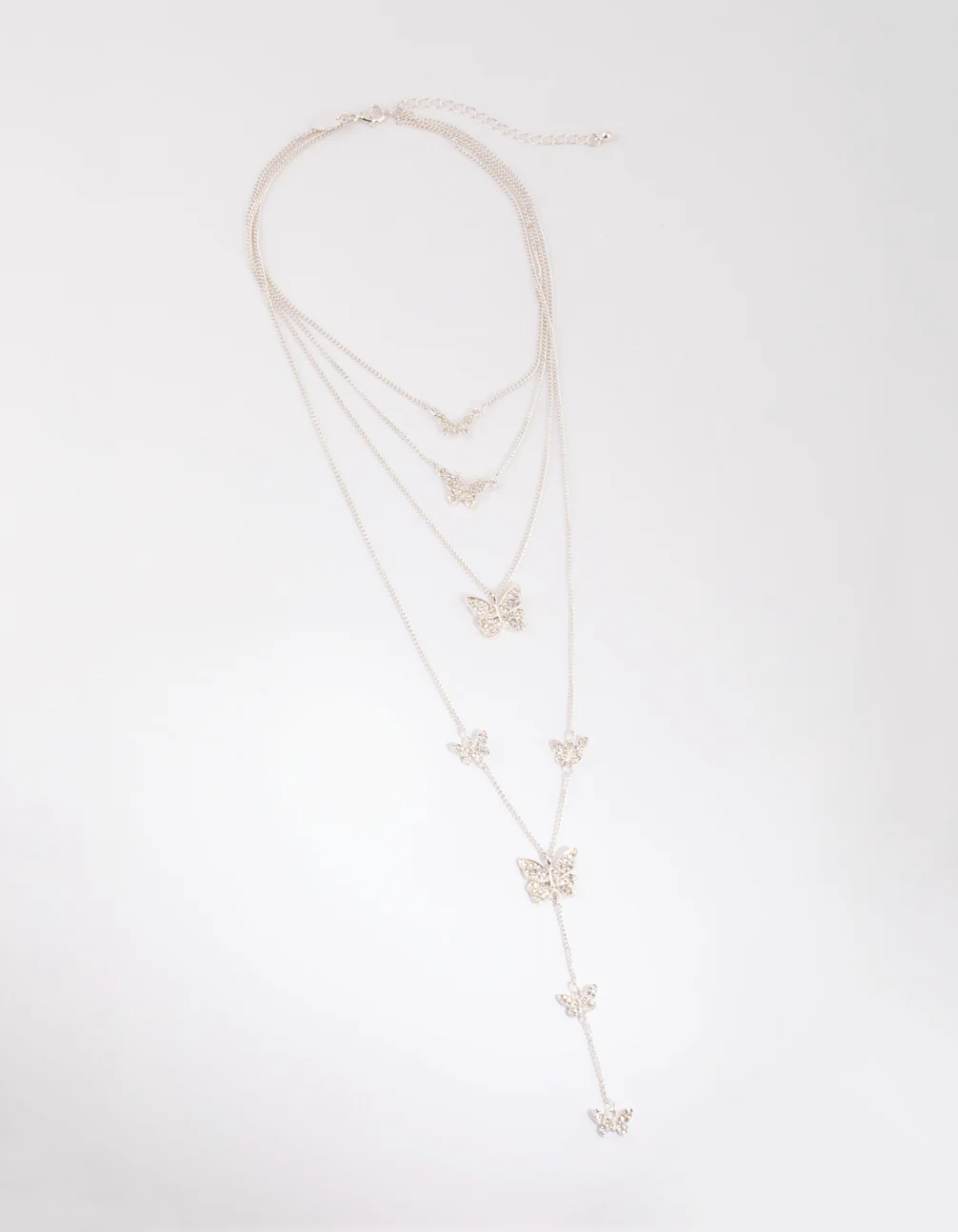 Silver Butterfly Layered Neclace - Image 2
