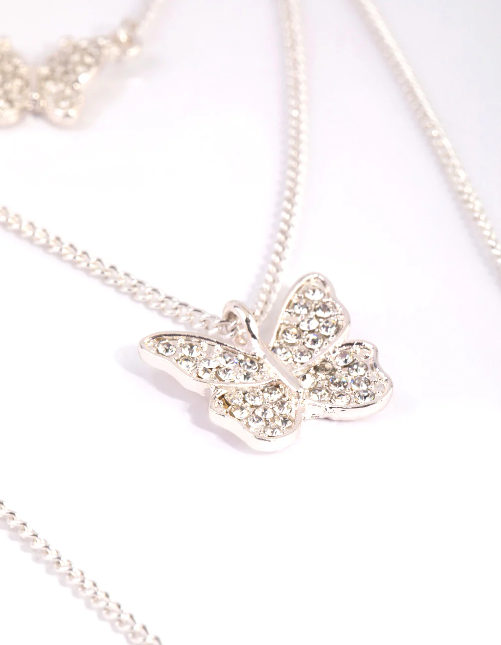 Silver Butterfly Layered Neclace - Image 3