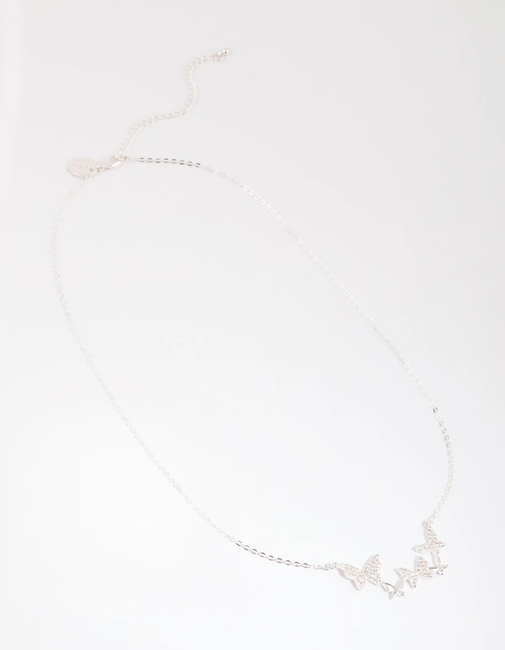 Silver Cubic Zirconia Multi Butterfly Necklace - Image 2